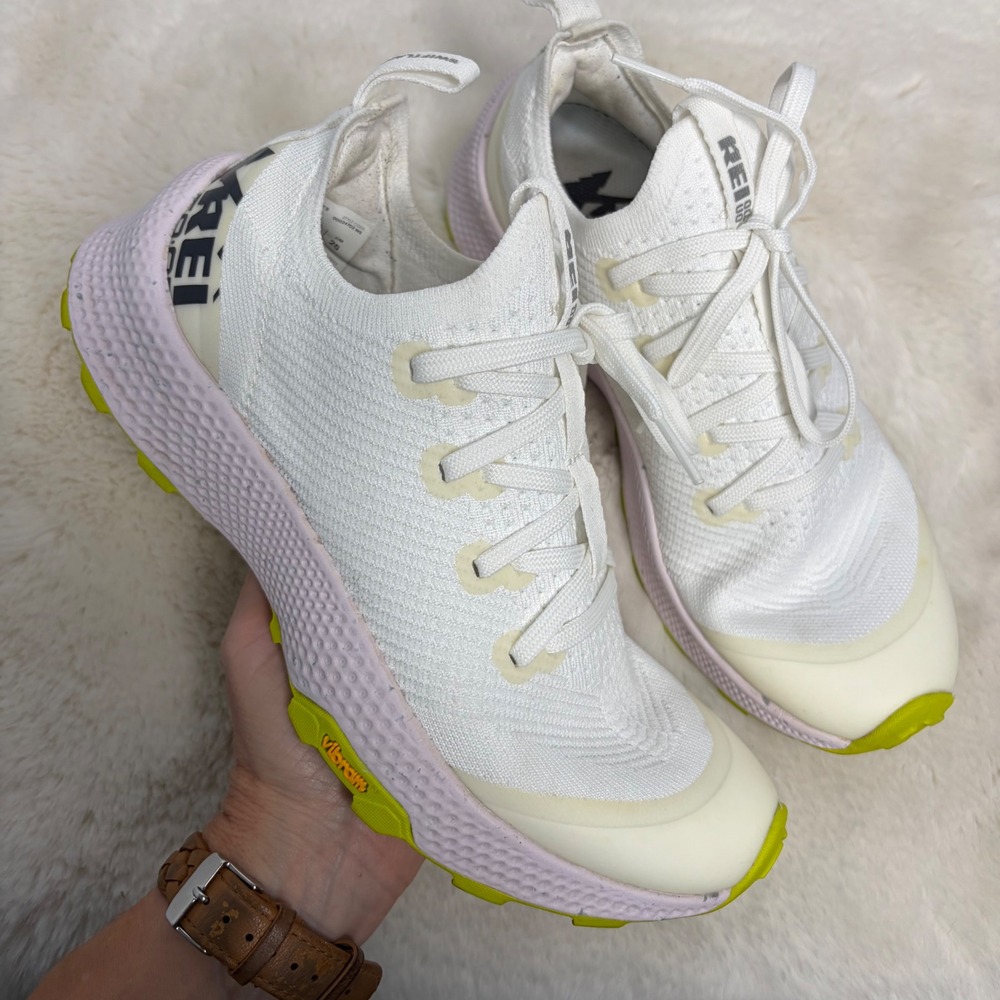 REI Co-op Swiftland MT Trail Running Shoes White Pink Lime Womens 8 Vibram